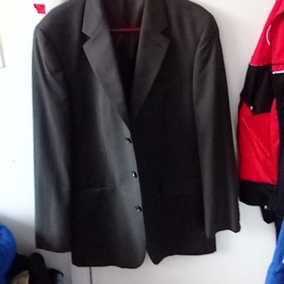 Joseph Abboud 42 long blazer jacket color black grey and brown on the inside - Picture 2 of 10